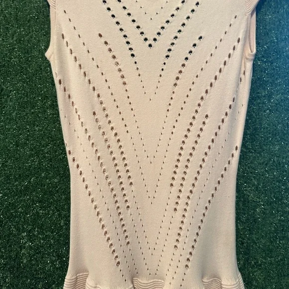 Maje Majeeryne Knit Fitted Lazer Mini Dress Light Pink Flare Ruffle - Picture 4 of 11